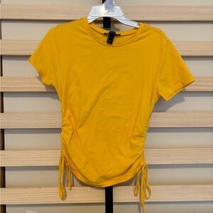Forever 21 Yellow Mustard Side Tie Tee